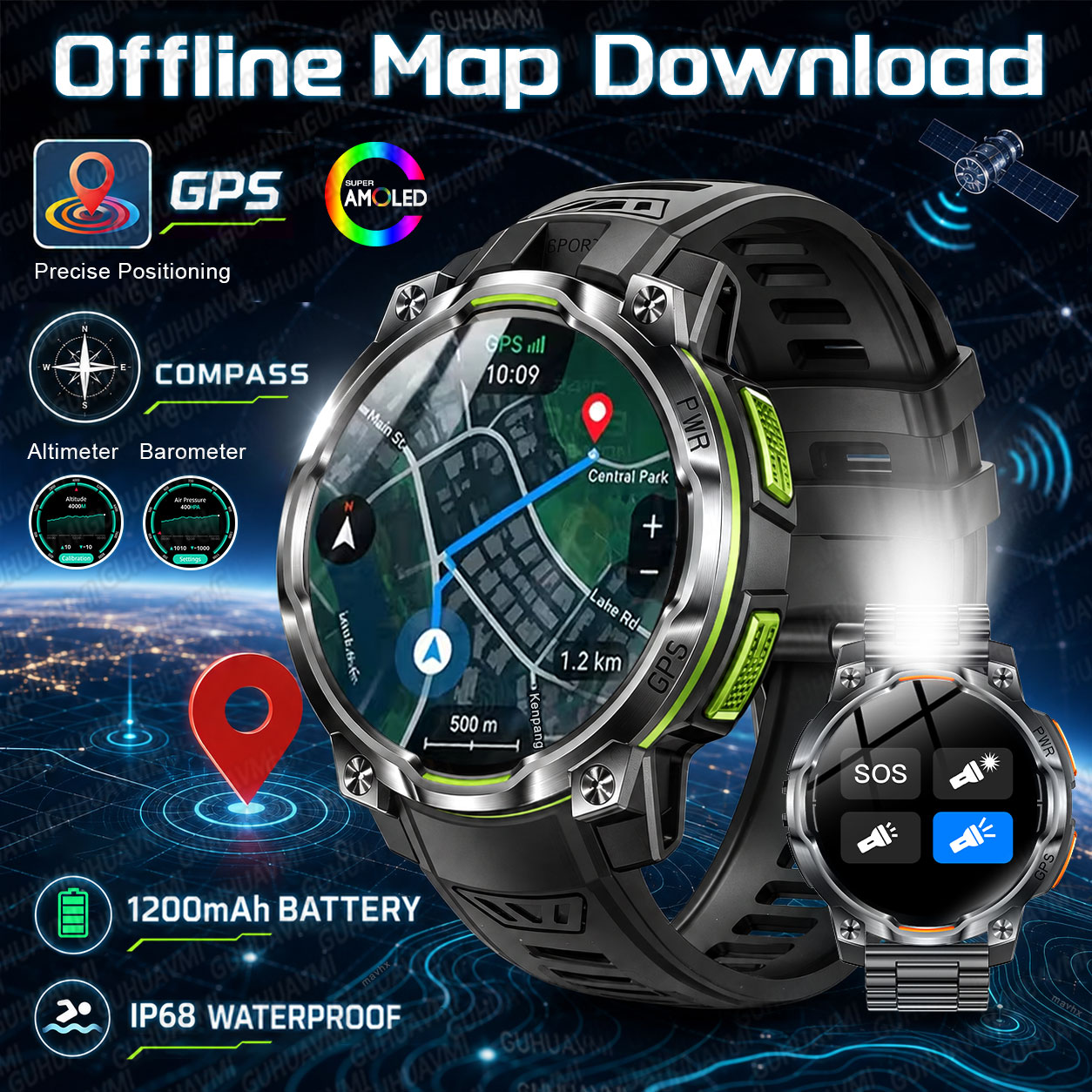 Compass Lensatic - Smartwatch GPS Militare 2026, Batteria da